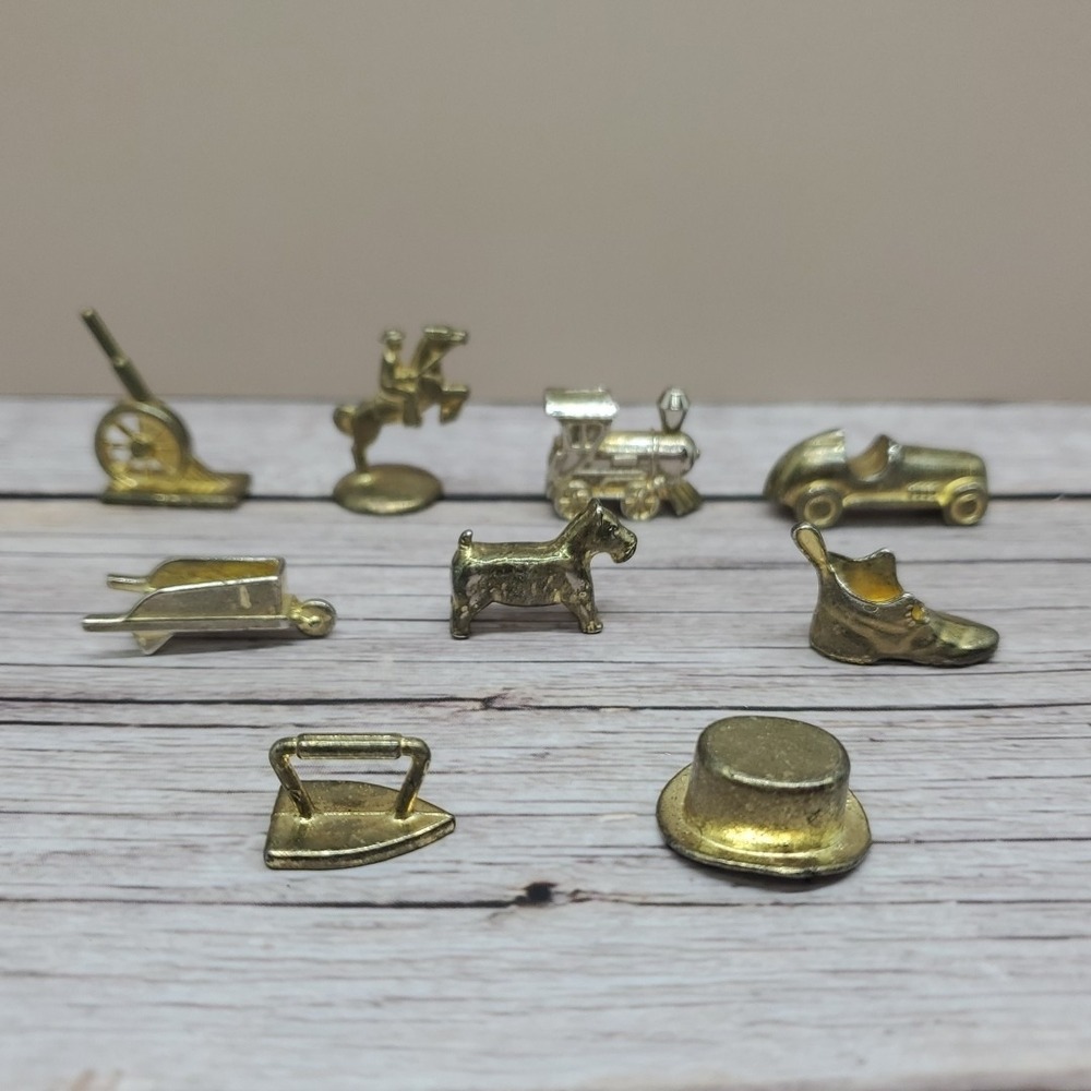 Monopoly Gold Tone Game TOKENS 9 pieces